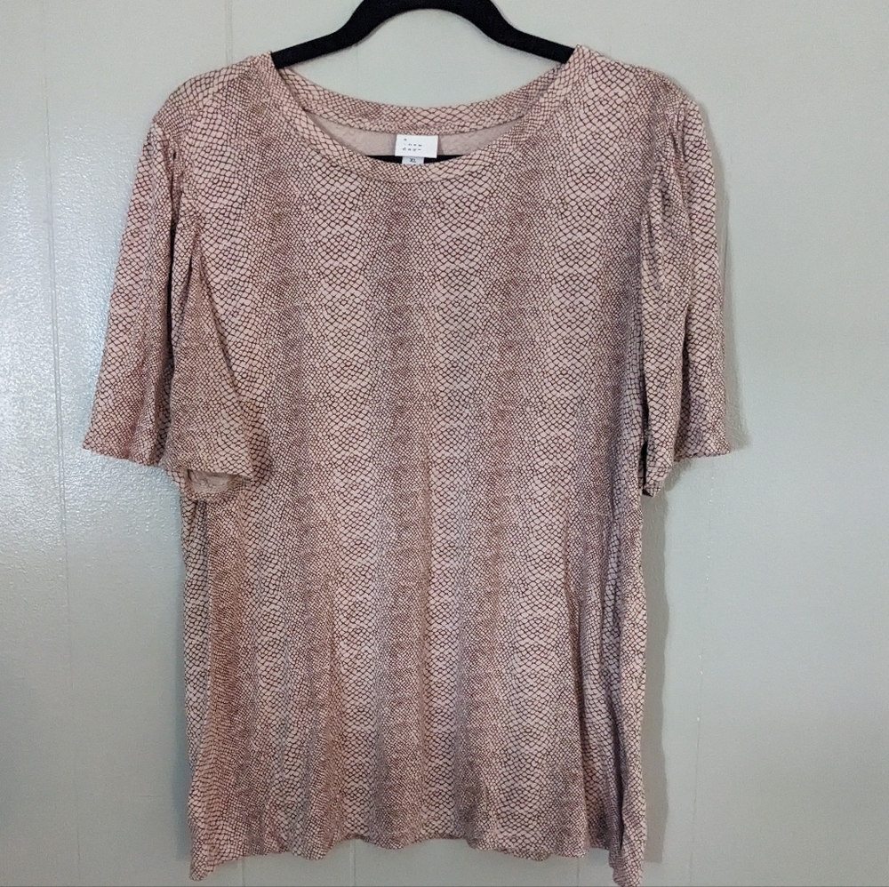 A new day dusty pink snake skin shirt with flutter sleeves